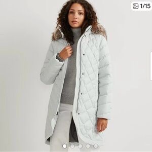 Women's Eddie Bauer Elysa down Quilted Winter Coat with Faux Fur Trim large